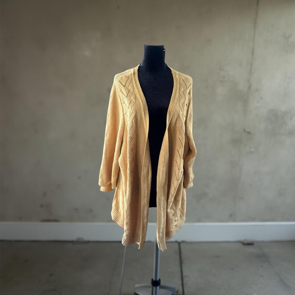 CJ Banks Cozy Yellow Open-Front Sweater Size 3X Plus Size |YT12